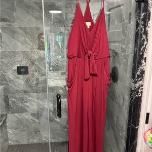 Elegant Red Sleeveless Jumpsuit